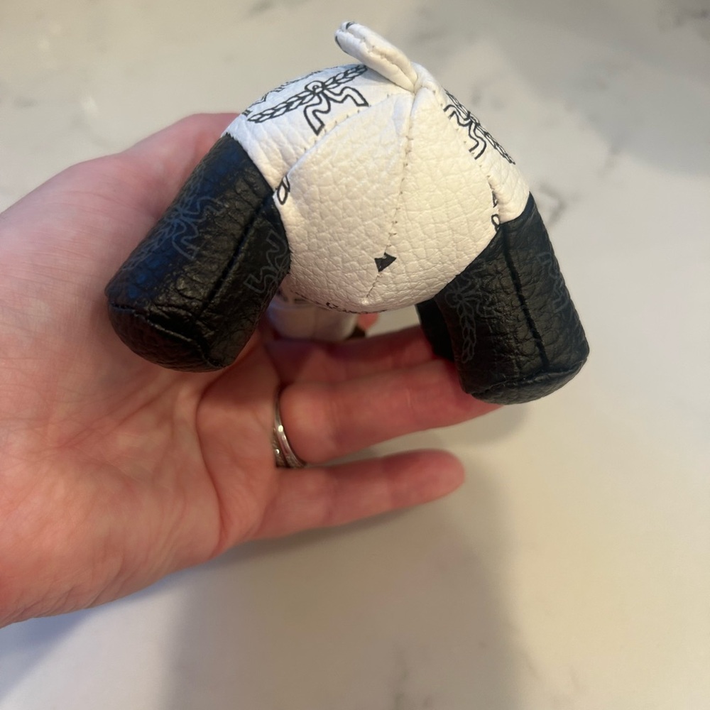 MCM Monogram Panda Keychain in Black and White - Picture 4 of 7